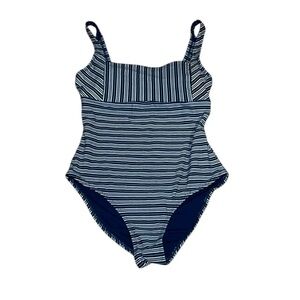 Navy Striped One Piece Swimsuit, XS S